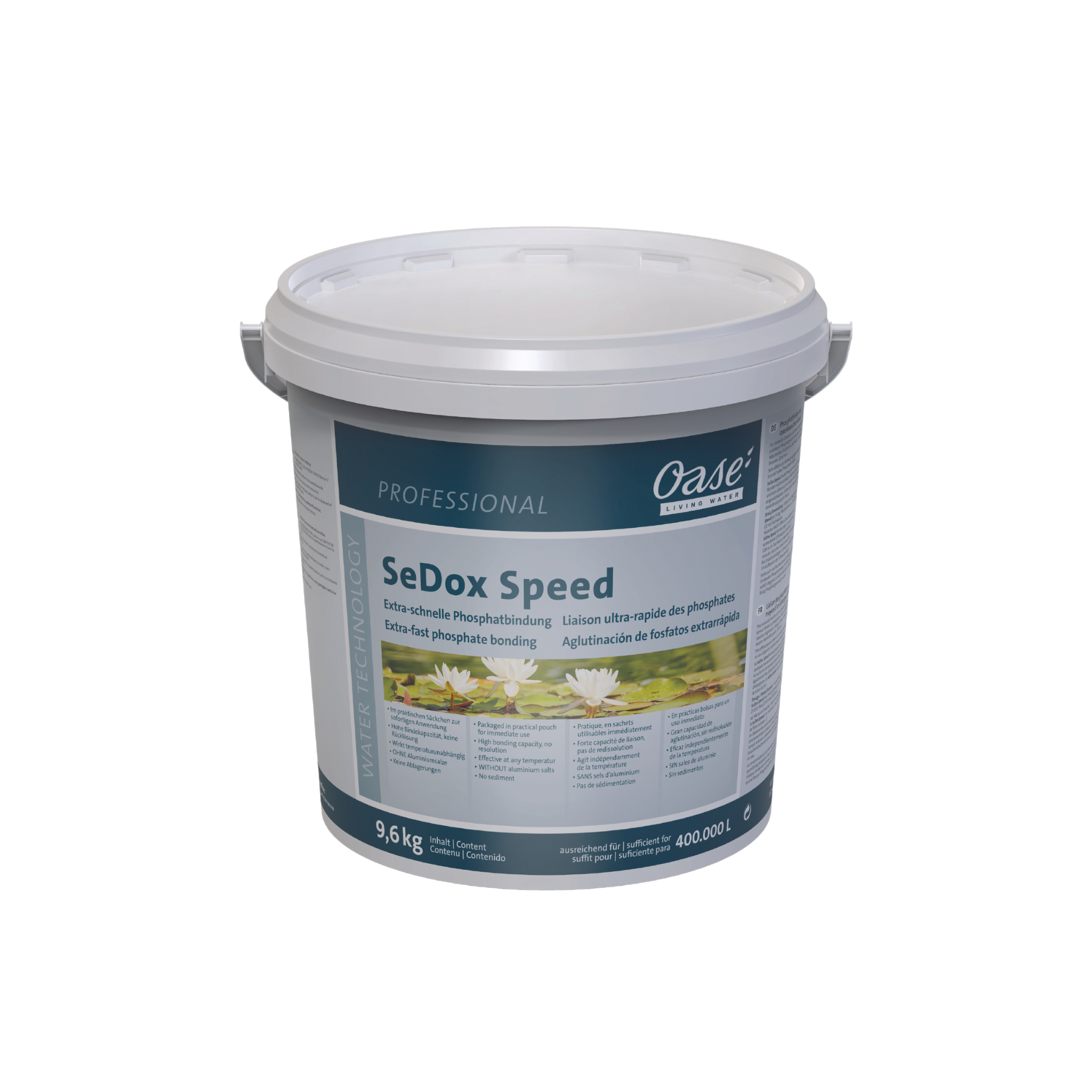 SeDox Speed by OASE. High contents of phosphates are insolubly bonded in only a few hoursWithout phosphate algal growth is limited.