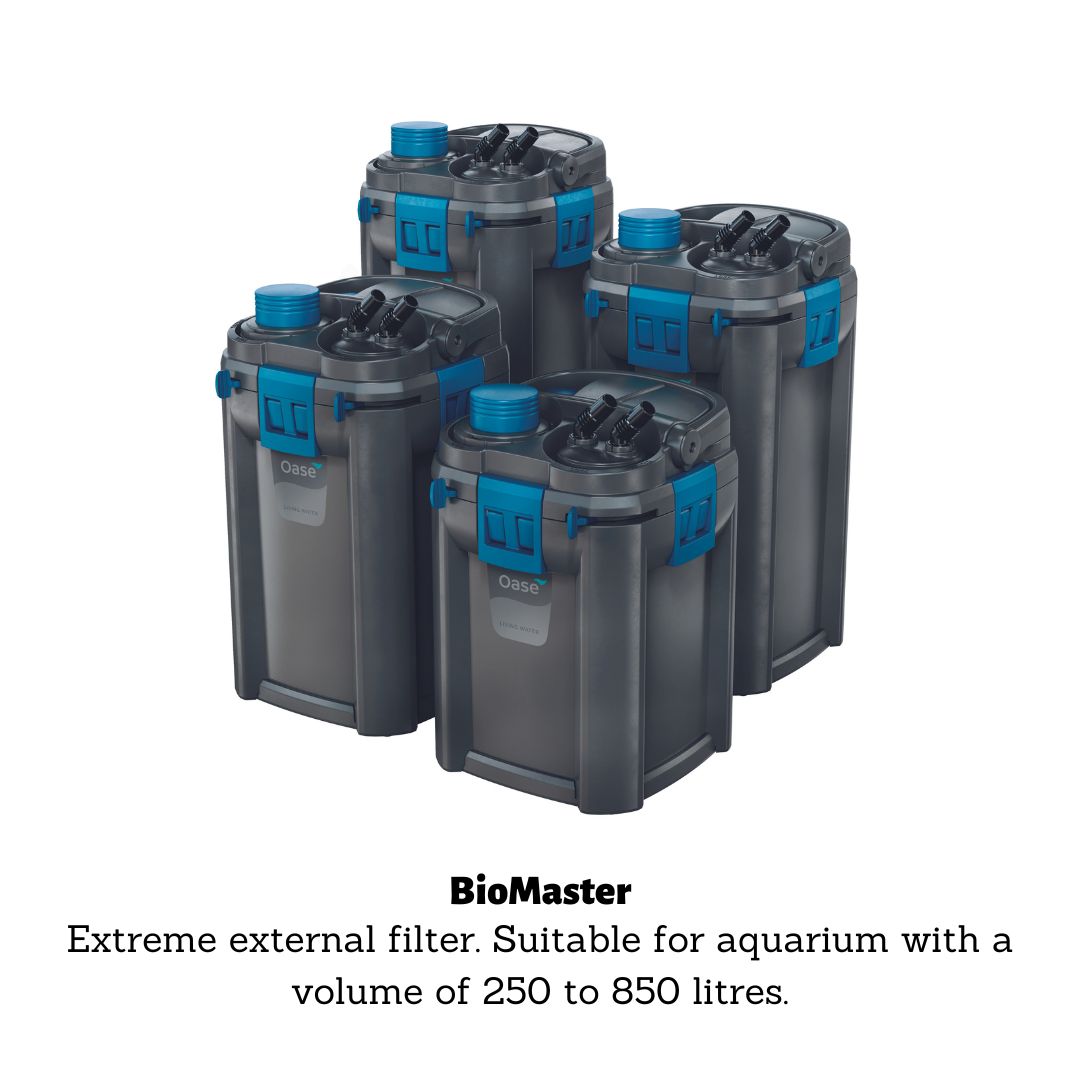 OASE BioMaster. Extreme externail. Suitable for Aquarium with a volume of 250 to 850 litres.